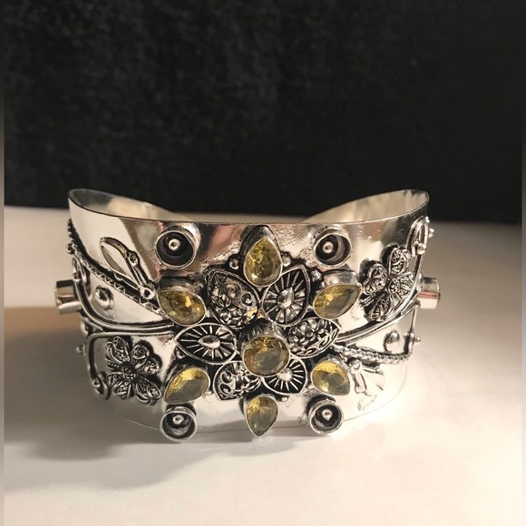 Citrine 925 Sterling Silver Cuff Bracelet